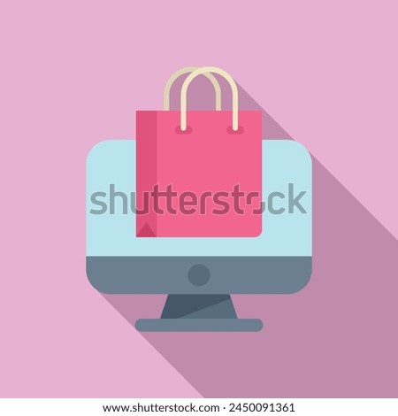 Marketing online sale icon flat vector. Care credit online. Customer market order