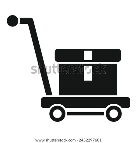 Luggage trolley with carton box icon simple vector. Security perfect. Delivery package