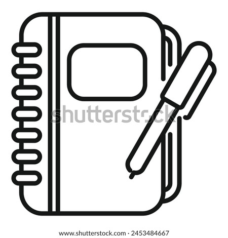 Notebook registration account icon outline vector. Factor id user. Digital data step