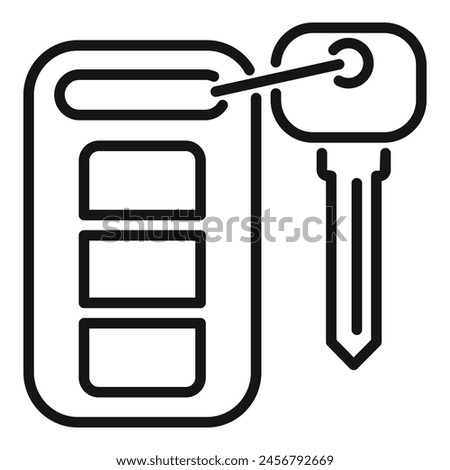 Alert smart key icon outline vector. Control vehicle access. Modern security