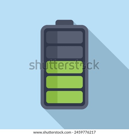 Half battery power icon flat vector. Mobile electric. Save level plus