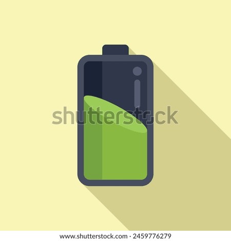 Bank battery icon flat vector. Electric gauge half energy. Status refill