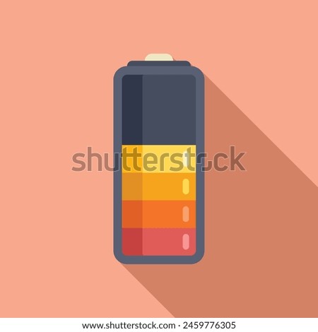 Half power battery icon flat vector. Charging interface. Shape step up