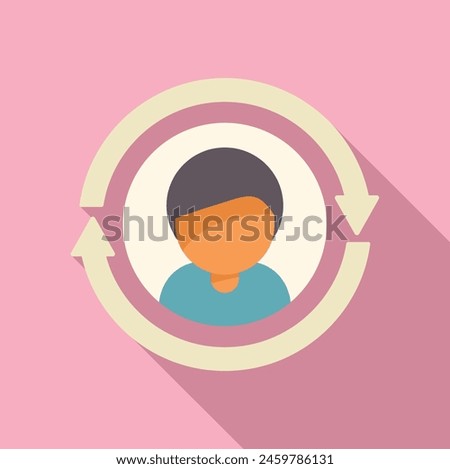 Change worker person icon flat vector. Profile job. Staff transfer