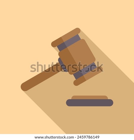 Wooden gavel icon flat vector. Hammer decision. Legal guilt sign