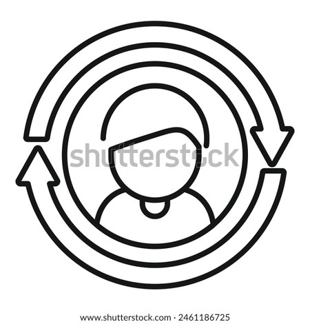 Change worker person icon outline vector. Profile job. Staff transfer