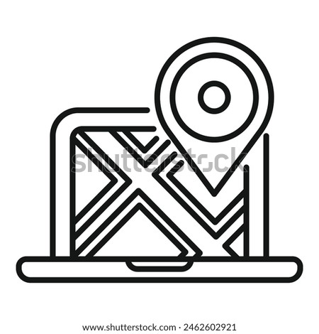 Mark online locator icon outline vector. Market place. Advertising mobile service