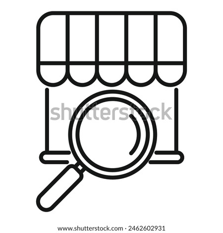 Search shop magnifier icon outline vector. Online locator app. Commercial button