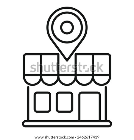 Market locator icon outline vector. Local front. Cart radius mall