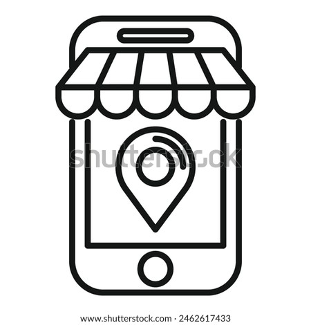 Street shop mobile locator icon outline vector. Pointer locate. Direction sale