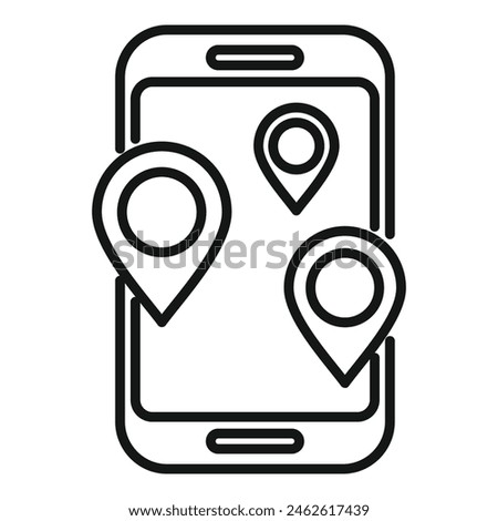 Location service smartphone icon outline vector. Shop road market. Global market