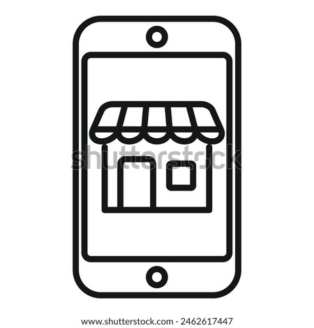 Mobile app store locator icon outline vector. Market internet. Direction sale