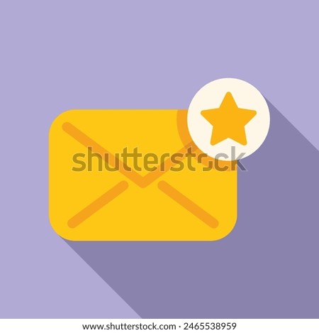 Flat design illustration of a yellow starred email notification icon for important messages in the inbox, symbolizing modern digital communication and user interface concept