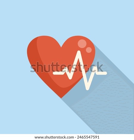 Flat design heart health concept icon with cardiovascular, pulse, and cardiogram symbols for medical and wellness care illustrations