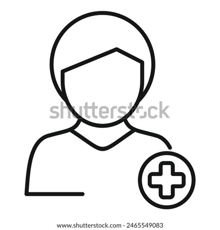 Healthcare medical professional avatar icon vector symbol for medic. Doctor. Nurse. And healthcare worker user profile plus sign physician. In a simple minimalist line art flat design for healthcare