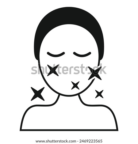 Flat vector icon of a person with closed eyes displaying skin allergy symptoms