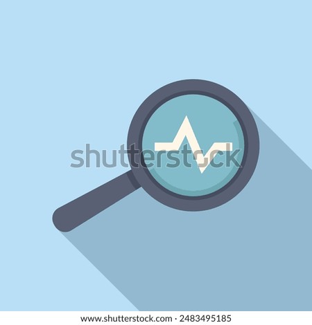 Magnifier heart rate icon flat vector. Health care. Medical protection