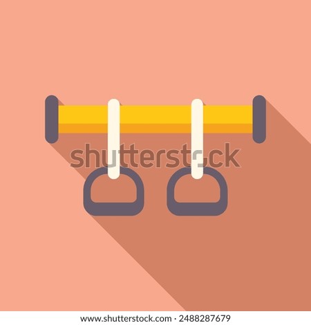 Gymnastic rings hanging from a horizontal bar are ready for a fitness training session