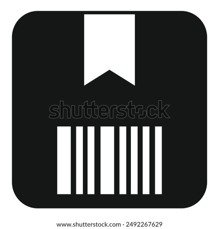 Simple vector icon representing a book with a bookmark, in black and white, isolated on a gray background