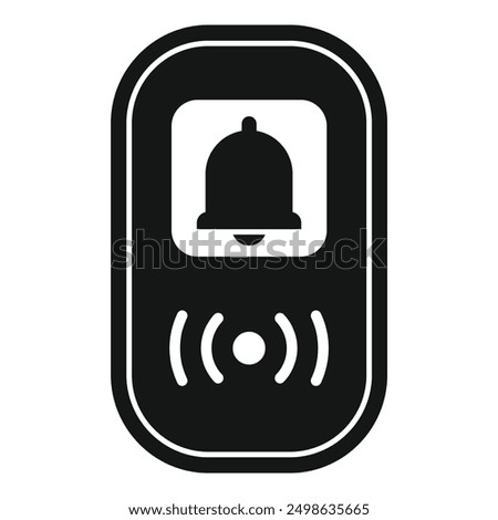 Black glyph icon for a wireless intercom system showing a bell icon