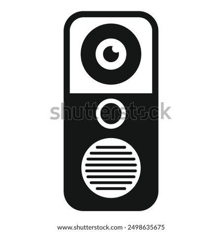 Black and white icon of an intercom system providing clear communication and peace of mind