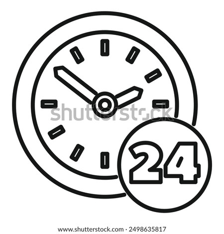 Clock is showing that a service or a shop is available twenty four hours