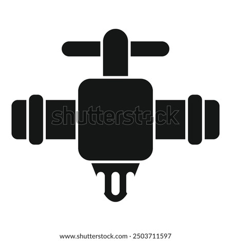 Black silhouette of a water valve, controlling the flow of water in a plumbing system