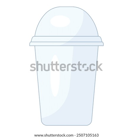 Minimalist illustration featuring a blank plastic cup with a domed lid, ideal for presenting smoothie, milkshake, or iced coffee branding