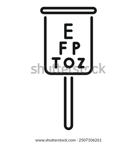 Simple line icon of an eye chart being used to test visual acuity