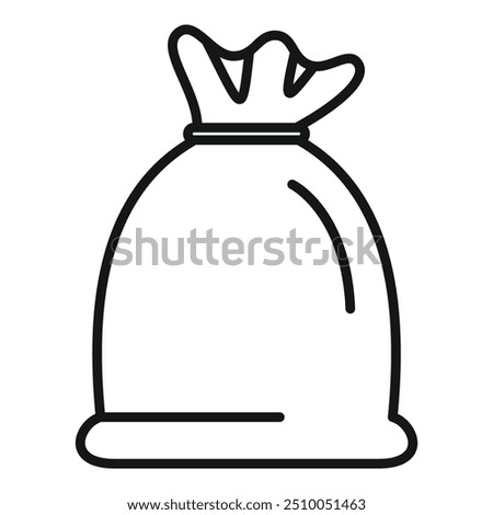 Simple illustration of a full trash bag tied up with rope, isolated on a white background