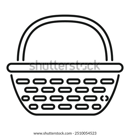 This simple, black and white vector icon of an empty wicker basket is perfect for representing picnics, food, and outdoor dining