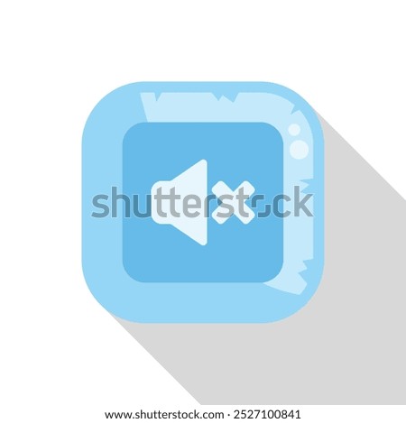 Blue square app icon with rounded corners displaying a muted speaker symbol