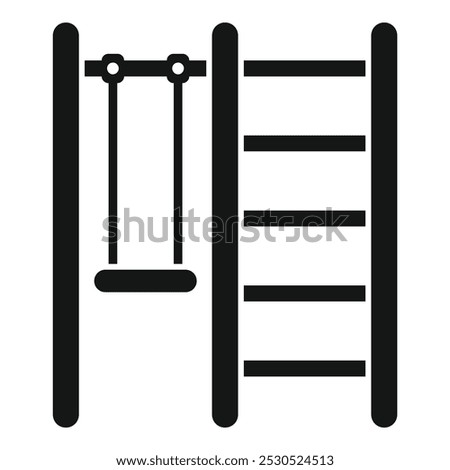 This simple vector icon represents a swing set and climbing frame, perfect for representing outdoor play