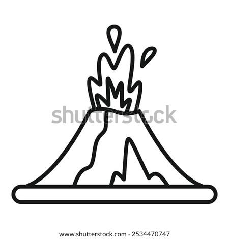 Volcano erupting hot lava outline icon for web, mobile and infographics