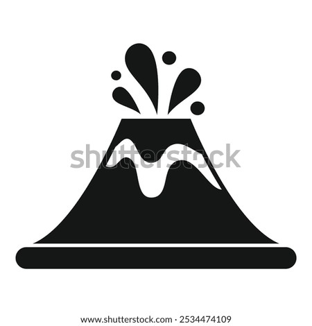 Simple icon of a volcano erupting, with lava flowing down its side