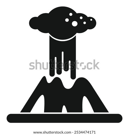 Black and white vector illustration of a radioactive cloud polluting the environment with toxic rain