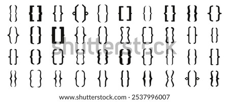 Bracket parenthesis icons set. Set of different brackets and parentheses symbols, useful for coding, programming, and software development