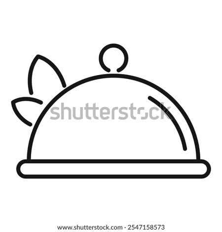 Simple and minimal line icon of a cloche used to keep food warm, perfect for representing restaurants and fine dining