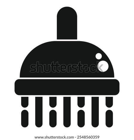 Black glyph icon for a shower head spraying water, perfect for websites and apps