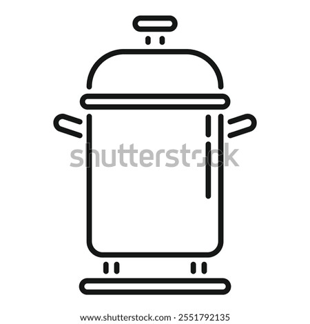 Simple line vector of a cooking pot steaming on a stove top