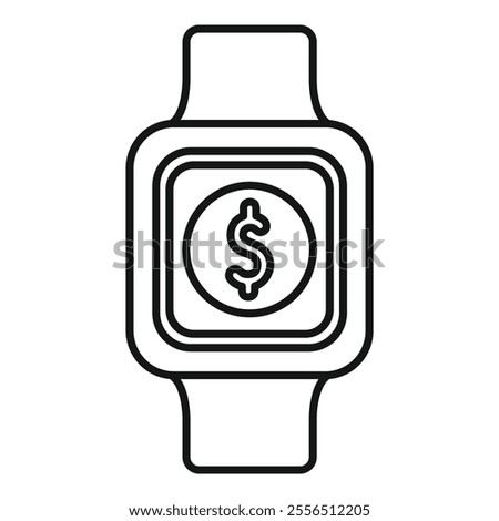 Smartwatch showing dollar sign for mobile payment, online banking and shopping using wearable device