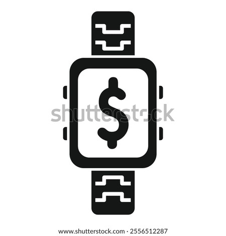 Simple vector icon of a smartwatch showing a dollar sign, depicting a concept of online payment