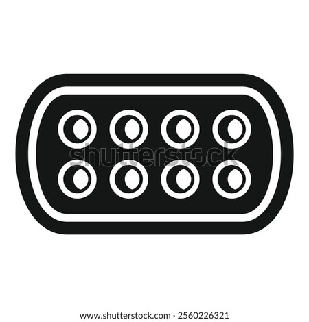 Black icon of a serial port connector enabling data transmission between computer peripherals