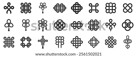 Chinese knots icons set. Intricate and beautiful chinese knots symbolize luck, prosperity, and longevity in chinese culture