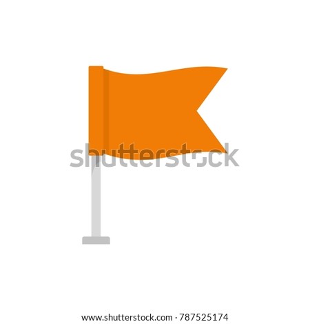 Orange location flag icon. Flat illustration of orange location flag vector icon isolated on white background