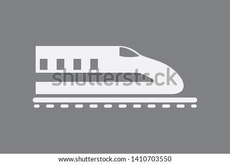 A simple bullet train on rail using white color on dark background vector illustration to mean fast delivery system