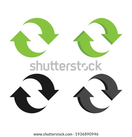 Recycle flat vector icon. Green and black recycle arrows Foto stock © 