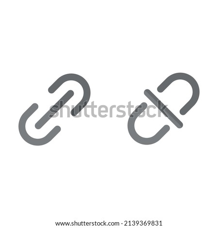 Link and Unlink grey flat vector icon
