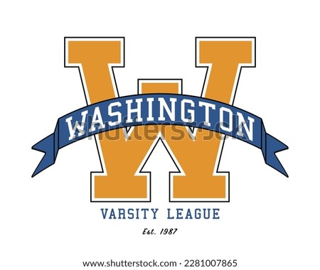 Washington America slogan text. Vintage college style typography. Vector illustration design for fashion graphics, t shirt prints.