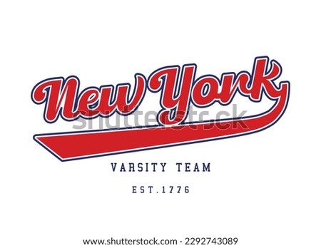 New York baseball varsity college style retro typography. Vector illustration design for fashion graphics, prints, t shirts.